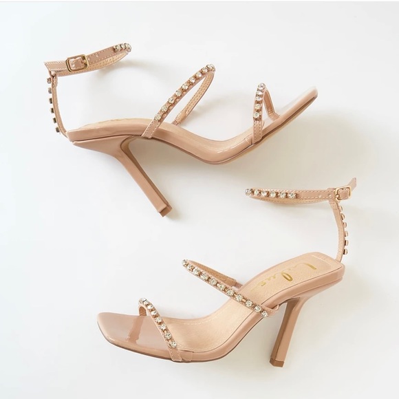 Lulu’s Nude Rhinestone Sandal Heels - Picture 2 of 7